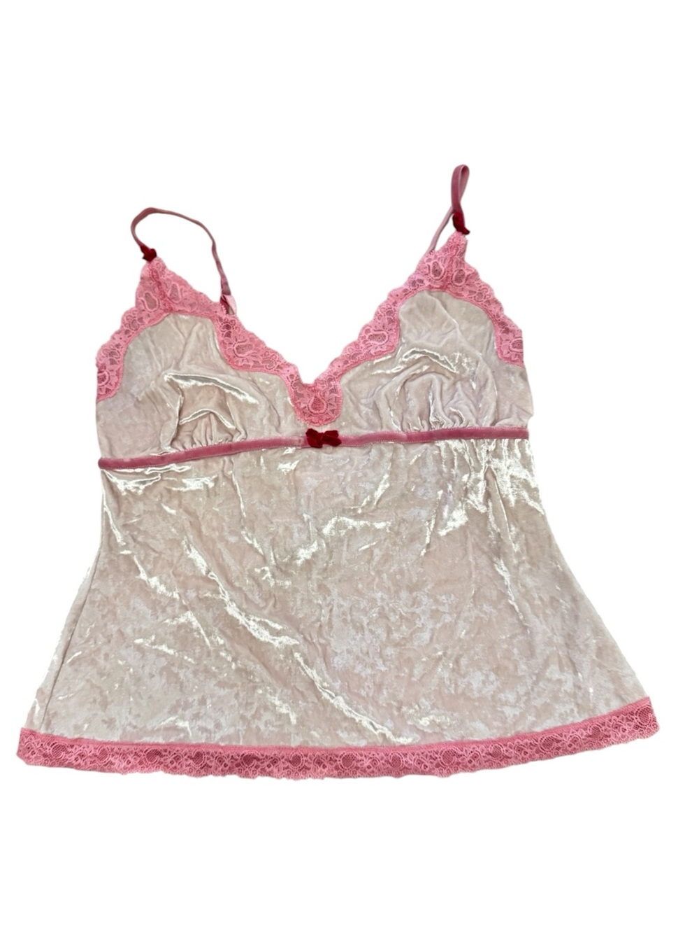 Victoria Secret Angels Vintage Velvet Lace Trim Camisole Top Bow Detail